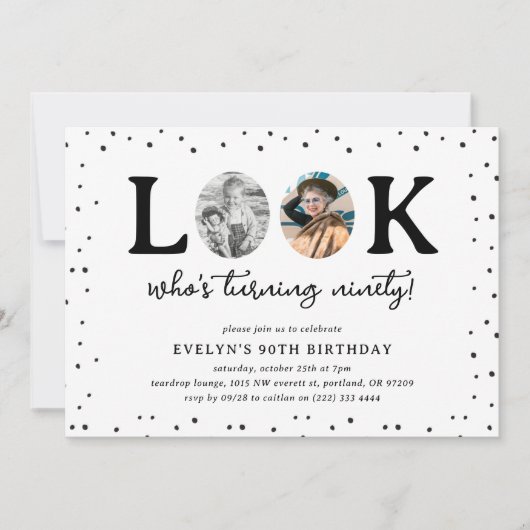 Fun Look's Who's 90' 2 x photo 90th Birthday Kaart (Voorkant)