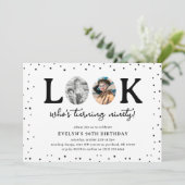 Fun Look's Who's 90' 2 x photo 90th Birthday Kaart (Staand voorkant)