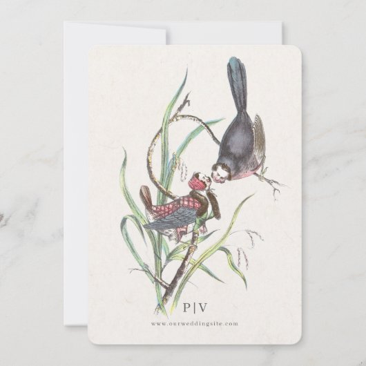 Fun Love Birds Wedding Kaart (Achterkant)