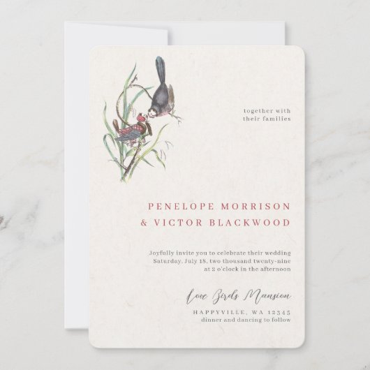 Fun Love Birds Wedding Kaart (Voorkant)