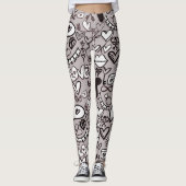 Fun Love Hearts Lips Doodle Comic Style Gedrukt Leggings (Voorkant)