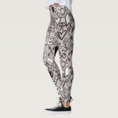 Fun Love Hearts Lips Doodle Comic Style Gedrukt Leggings (Links)