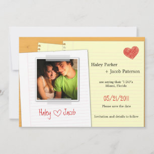 Fun Love Note Save the Date Kaart