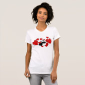 Fun Love Pandas T - shirts rode harten schattig Pa (Voorkant volledig)