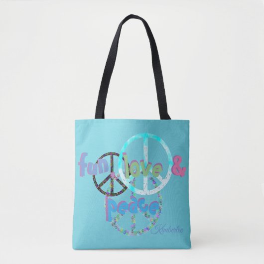 Fun Love & Peace Sign Persoonlijk Tote Bag (Voorkant)