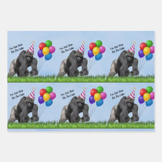 Fun Loving Birthday Gorilla - Verpakking Papier Bl Inpakpapier Vel (Voorkant 2)
