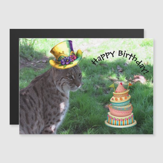 Fun Loving Bobcat - Magnetische Verjaardag Kaart (Voorkant / Achterkant)