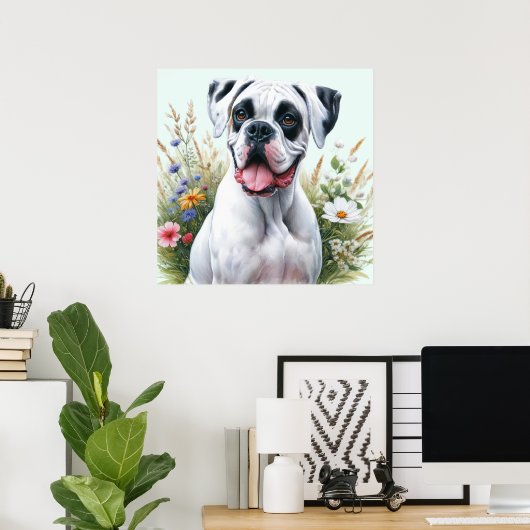 Fun Loving Boxer Dog Poster (Thuiskantoor)