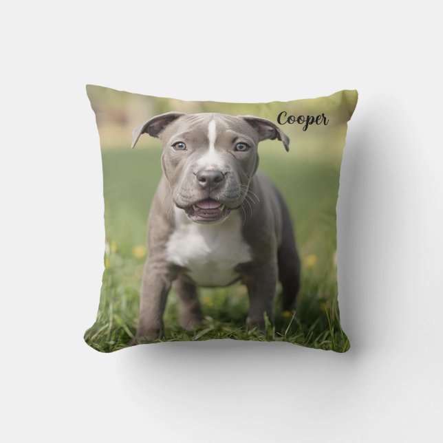 Fun-loving Pit Bull gepersonaliseerd Kussen (Voorkant)