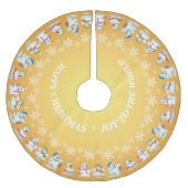Fun Loving Snowmen en Snowflakes Gold Kerstboom Rok (Voorkant)