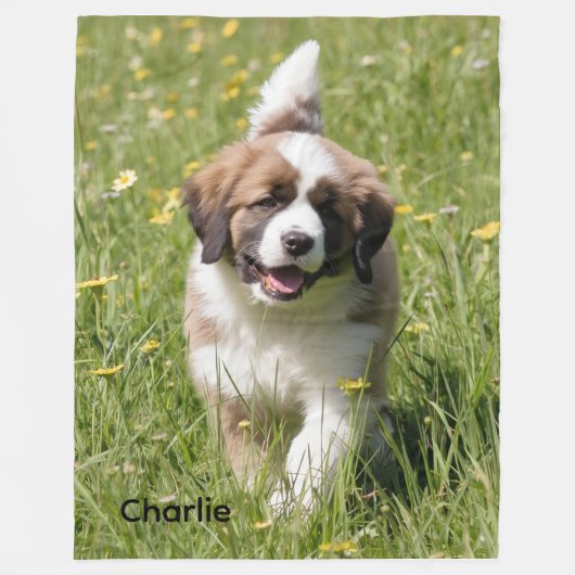Fun-loving St. Bernard gepersonaliseerd Fleece Deken (Voorkant)