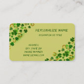 Fun Lucky Green Four Leaf Clover Gold Hoefijzer Visitekaartje (Voorkant)