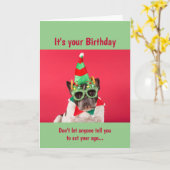 Fun, maak je niet druk op je leeftijdse hond. kaart (Gele Bloem)