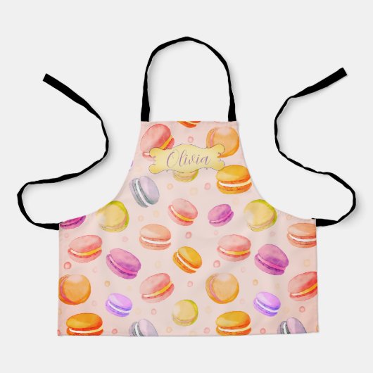 Fun Macaron Pattern schort Gepersonaliseerd (Voorkant)
