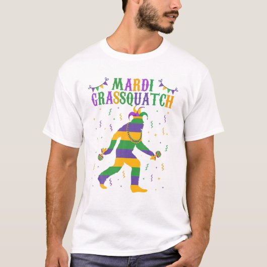 Fun Madi Mardi Gras Bigfoot Sasquatch Mardi Gras C T-shirt (Voorkant)