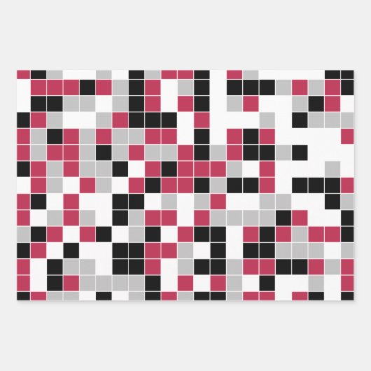 Fun Magenta Black Geometric Pattern Inpakpapier Vel (Voorkant)