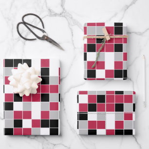 Fun Magenta Black Geometric Pattern Inpakpapier Vel