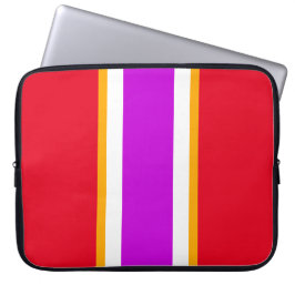 Fun Magenta Roze Wit Geel Rood Racing Stripes Laptop Sleeve