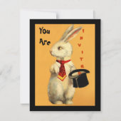 Fun  Magic Show Rabbit & Top Hat Invitation Kaart (Voorkant)