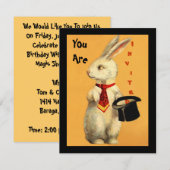 Fun  Magic Show Rabbit & Top Hat Invitation Kaart (Voorkant / Achterkant)