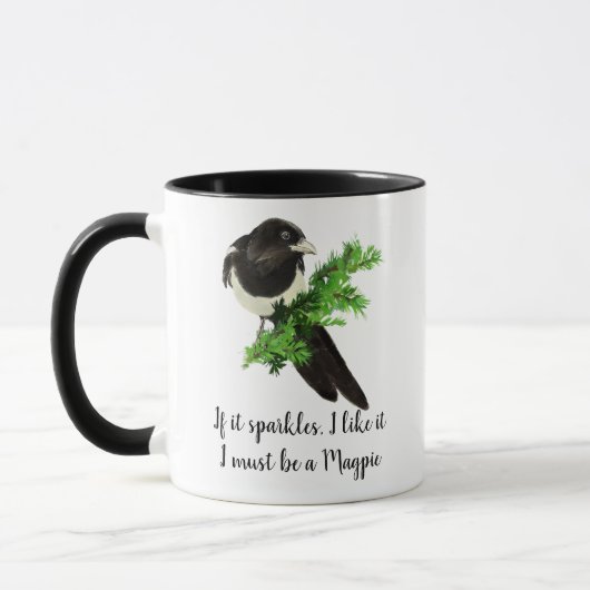 Fun Magpie Bird Quote als ik het leuk vind Mok (Links)