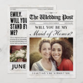 Fun Maid of Honor Proposal Card, Newspaper Feestdagenkaart (Voorkant / Achterkant)