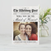 Fun Maid of Honor Proposal Card, Newspaper Feestdagenkaart (Staand voorkant)