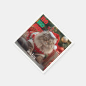 Fun Maine Coon Cat Christmas Personalized  Servet (Hoek)
