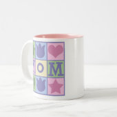 Fun mam Quilt Squares Roze Mok met twee tonen (Voorkant links)