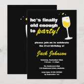 Fun Man Black 21st Birthday Kaart (Voorkant / Achterkant)