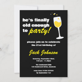 Fun Man Black 21st Birthday Kaart