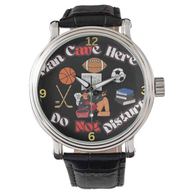 Fun Man Cave Here e-watch Horloge (Voorkant)