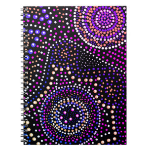 Fun Mandala Dot Art Blue Paars Spiral Notitieboek