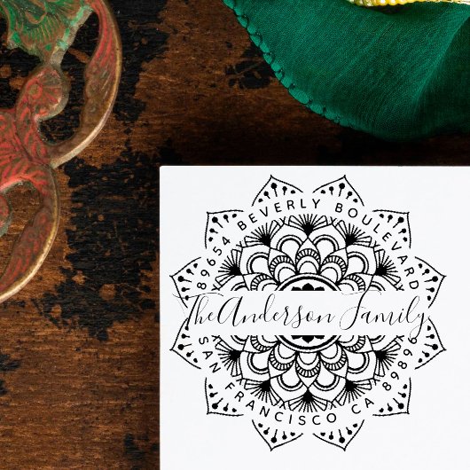 Fun Mandala familienaam Retouradres Rubberstempel