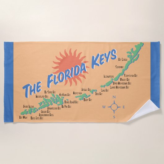 Fun map van de Florida Keys Strandlaken (Voorkant)