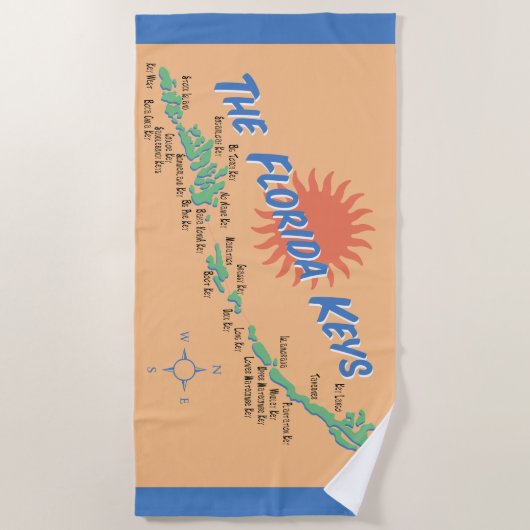 Fun map van de Florida Keys Strandlaken (Voorkant)