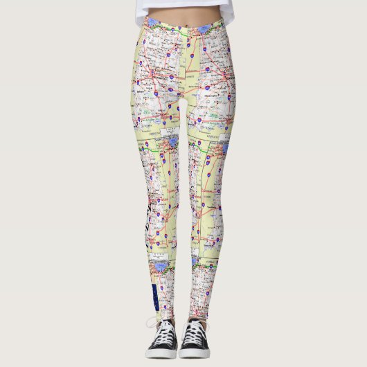 Fun Map weer terug naar huis in Indiana Leggings (Voorkant)