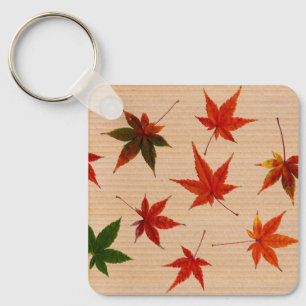 FUN Maple Leaves on Cardboard Box Texture Sleutelhanger