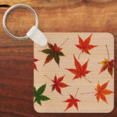 FUN Maple Leaves on Cardboard Box Texture Sleutelhanger (Voorkant)