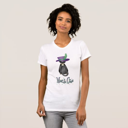 Fun Mardi Gras Cat Womens' T-shirt (Voorkant volledig)
