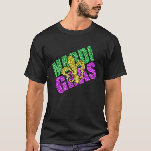 Fun Mardi Gras Fleur De Lis T-shirt (Voorkant)