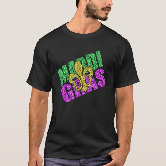 Fun Mardi Gras Fleur De Lis T-shirt (Voorkant)