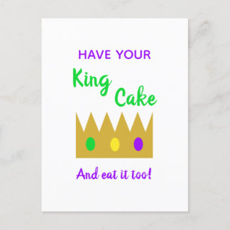Fun Mardi Gras heeft je koning Cake en eet hem ook Briefkaart