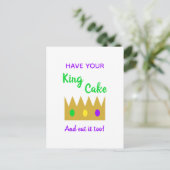 Fun Mardi Gras heeft je koning Cake en eet hem ook Briefkaart (Staand voorkant)