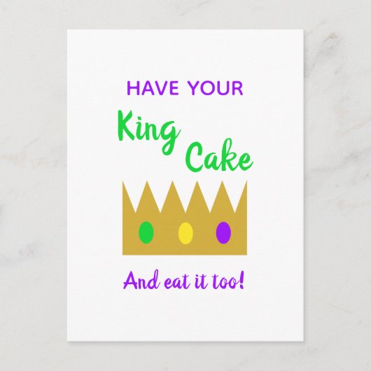 Fun Mardi Gras heeft je koning Cake en eet hem ook Briefkaart (Voorkant)