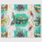 Fun Mardi Gras Maskers Cadeaupapier (Vlak)