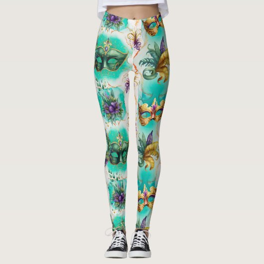 Fun Mardi Gras Maskers Leggings (Voorkant)