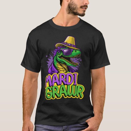 Fun Mardi Grawr Dinosaur Tyrannosaurus Rex  Mardi  T-shirt (Voorkant)