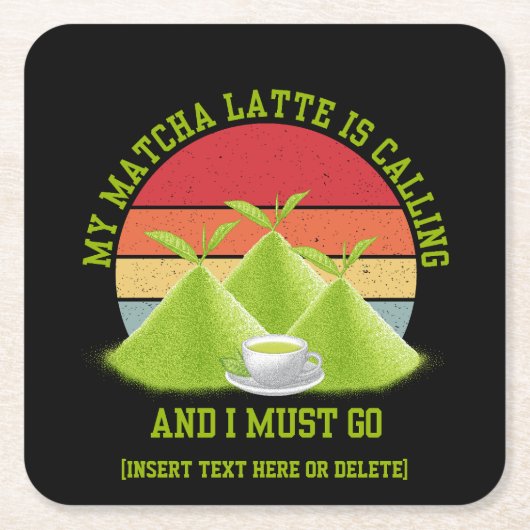 Fun MATCHA Mountains noemen Latte Drinker Kartonnen Onderzetters (Voorkant)
