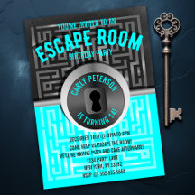 Fun Maze Escape Room Party-uitnodigingen